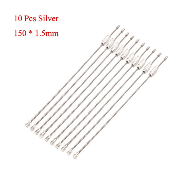 EDC Hang Wire Chain Tag Screw Luggage Rope Keyring Loop Circle Bushcraft Kit Lock Gadget Ring Keychain Tool Cable Key Steel