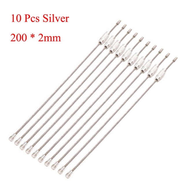 EDC Hang Wire Chain Tag Screw Luggage Rope Keyring Loop Circle Bushcraft Kit Lock Gadget Ring Keychain Tool Cable Key Steel