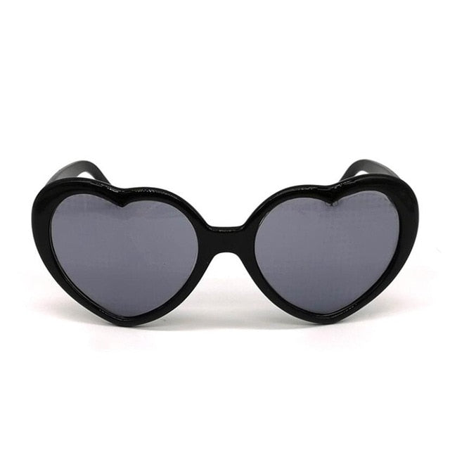 Love Heart Shape Sunglasses Women PC Frame Light Change Love Heart Lens Colorful Sun Glasses Female Red Pink Shades Magic