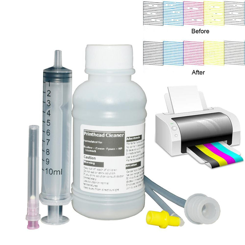 Printhead Cleaning Kit for Epson Canon Brother Lexmark Hp Printhead Cleaning Liquid for Sublimation Ink Pigment Dye Ink 100ml