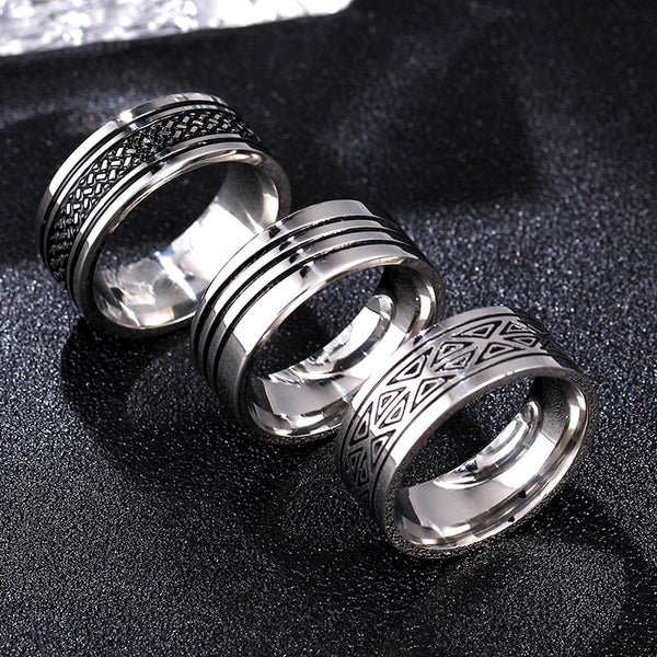 MOREDEAR 8MM Titanium Rings for Men and Women Birthday Gift triangular pattern discredit Ring