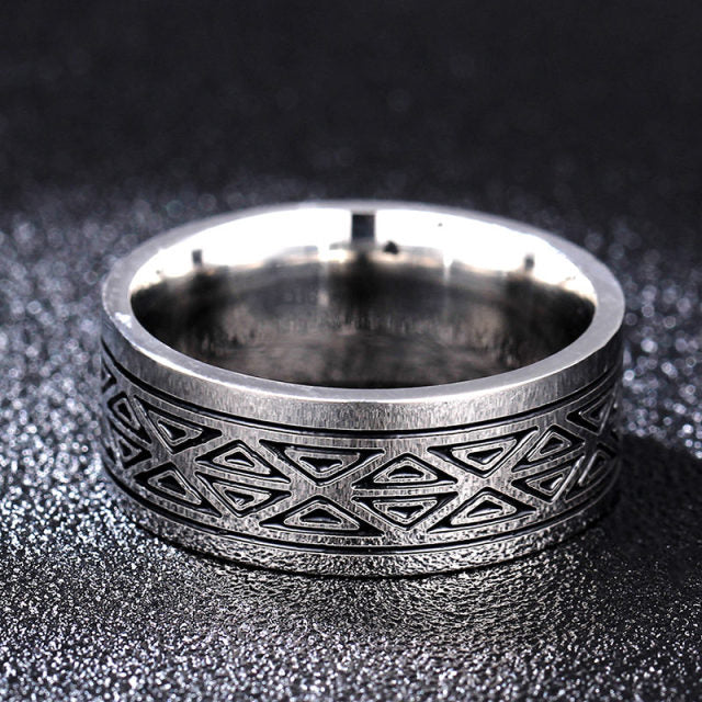 MOREDEAR 8MM Titanium Rings for Men and Women Birthday Gift triangular pattern discredit Ring