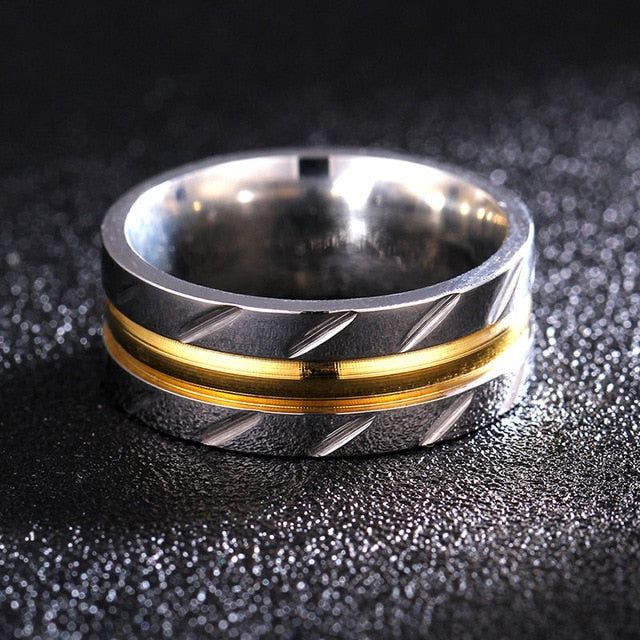 MOREDEAR 8MM Titanium Rings for Men and Women Birthday Gift triangular pattern discredit Ring