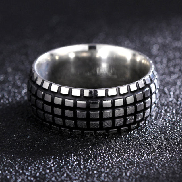 MOREDEAR 8MM Titanium Rings for Men and Women Birthday Gift triangular pattern discredit Ring