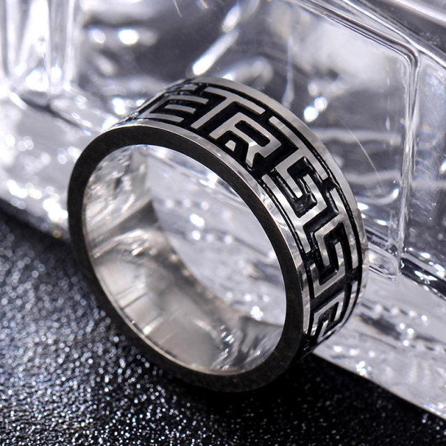 MOREDEAR 8MM Titanium Rings for Men and Women Birthday Gift triangular pattern discredit Ring