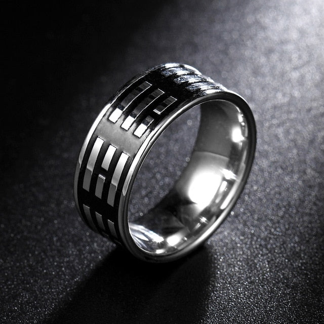 MOREDEAR 8MM Titanium Rings for Men and Women Birthday Gift triangular pattern discredit Ring