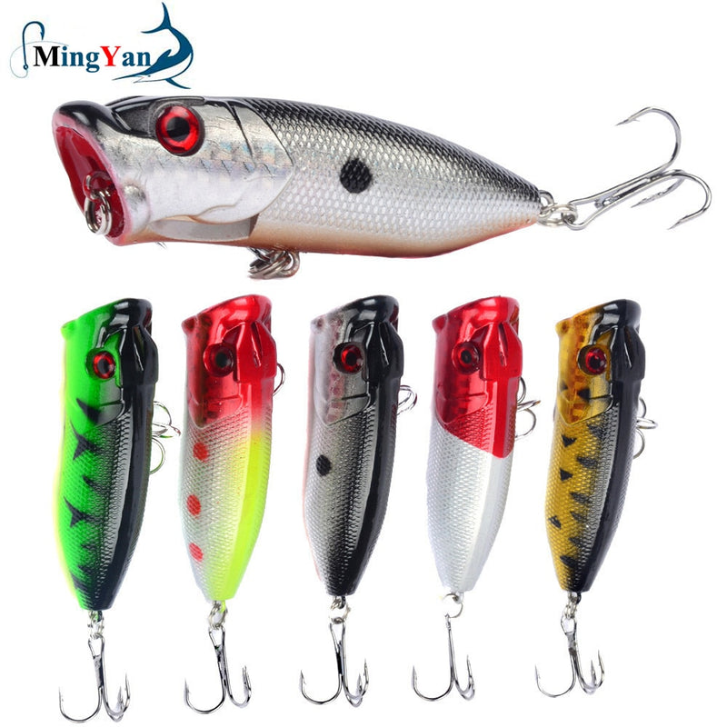 1pcs Fishing Lures Topwater Popper Bait 6.5cm 12g Hard Bait Artificial Wobblers Plastic Fishing Tackle with 6