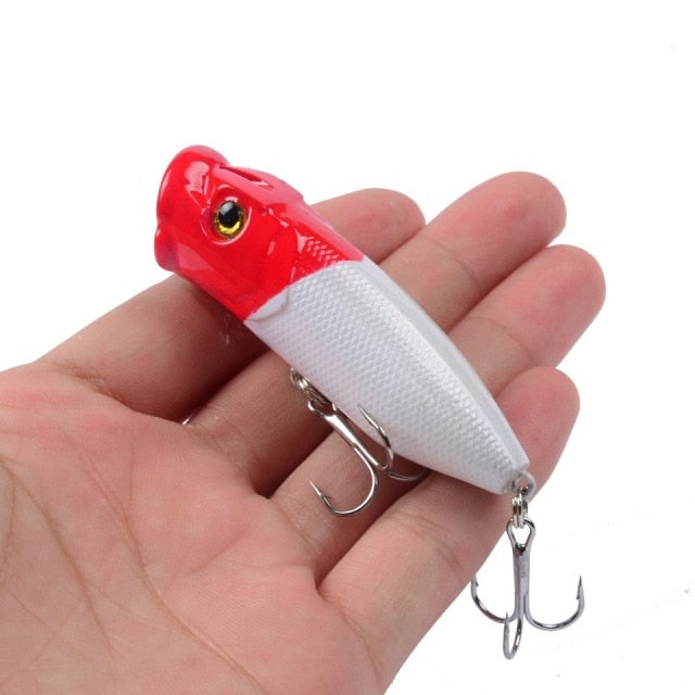 1pcs Fishing Lures Topwater Popper Bait 6.5cm 12g Hard Bait Artificial Wobblers Plastic Fishing Tackle with 6