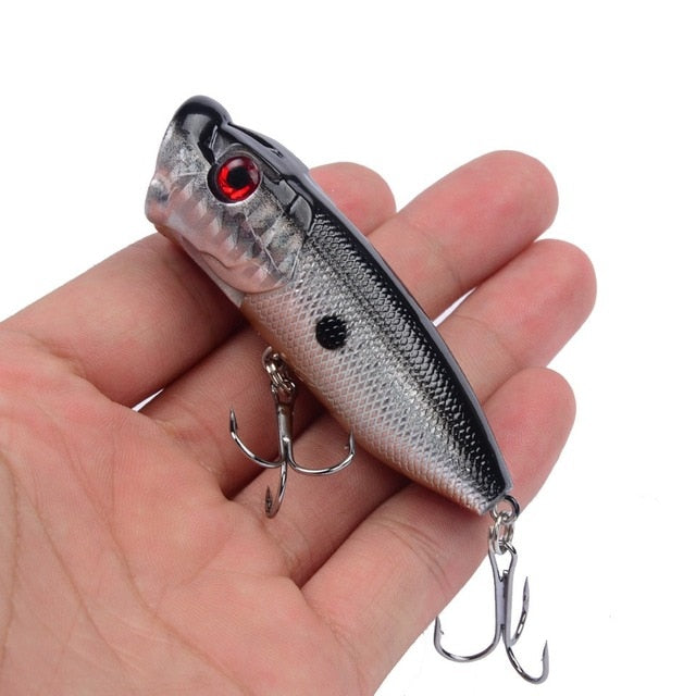 1pcs Fishing Lures Topwater Popper Bait 6.5cm 12g Hard Bait Artificial Wobblers Plastic Fishing Tackle with 6