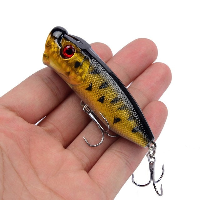 1pcs Fishing Lures Topwater Popper Bait 6.5cm 12g Hard Bait Artificial Wobblers Plastic Fishing Tackle with 6