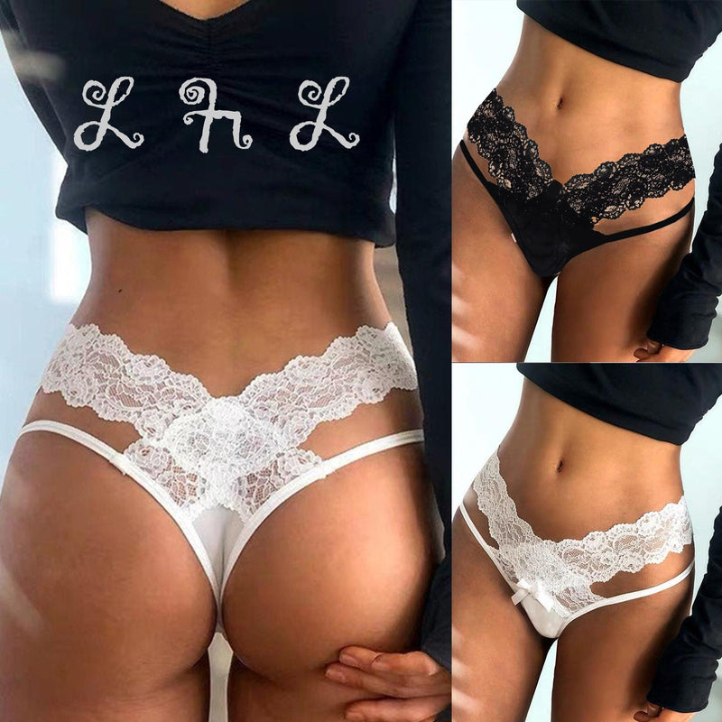 Sexy Women Bandage Hollow Out Lace Thong Panties Lingerie T back Lingerie Soft Comfortable Bowknot Underwear Gift Трусики