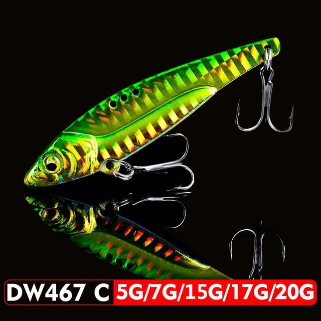 1pc VIB Lure 3D Eyes Pencil 5g 7g 15g 17g 20g Balancer Spoon Spinner Painting Fishing Lure Hard Bait Fishing Tackle Treble Hook
