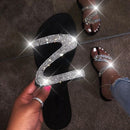 Glitter Slippers Women Summer Sandals 2021 Fashion Bling Female Candy Color Flip Flops Beach Diamond Flat Shoes Outdoor Sandals