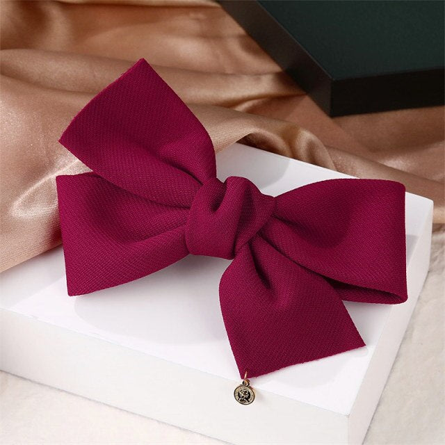 VKME Fashion Big Bow Hairpin Cute Red Barrette Pink Hair Clip Women Girls BB Hairgrip Korean Oversize Floral Hair Accessories
