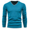 2020 New Cotton Pullover V-neck Men's Sweater Fashion Solid Color High Quality Winter Slim Sweaters Men Navy Knitwear
