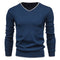 2020 New Cotton Pullover V-neck Men's Sweater Fashion Solid Color High Quality Winter Slim Sweaters Men Navy Knitwear
