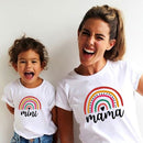 Rainbow Mother Daughter T-shirts Summer Family Matching Outfits Mom Baby Mommy and Me Tee-shirt Clothes Woman Girls Cotton Tops