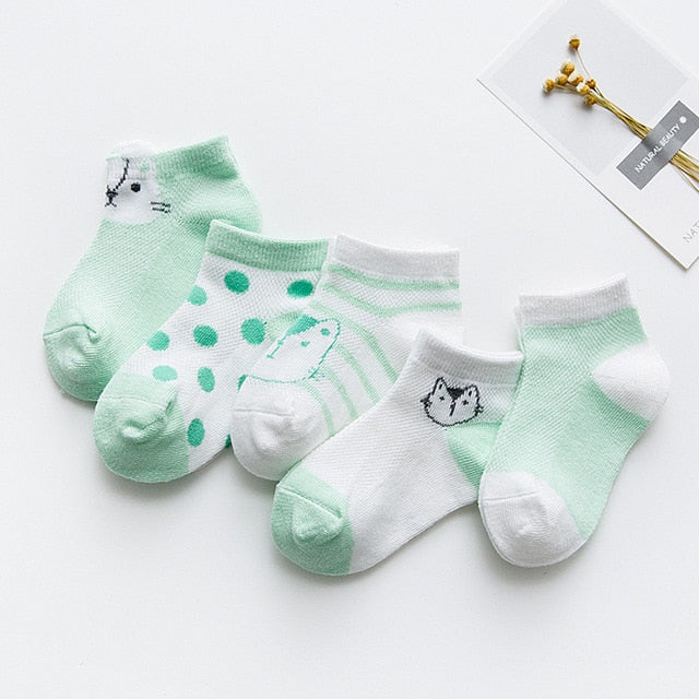 5 Pairs/Lot Baby Socks  For Newborns Infant Cute Cartoons Soft Cotton Socks Summer 0-24 Month Boy Girl Lovely Mesh Kids Gift CN