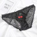 BIONEK Women Sexy Lace Underwear Ruffle Panties Japanese Lolita Style Transparent Seersucker Lingerie Fruit Embroidery Briefs