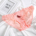 BIONEK Women Sexy Lace Underwear Ruffle Panties Japanese Lolita Style Transparent Seersucker Lingerie Fruit Embroidery Briefs