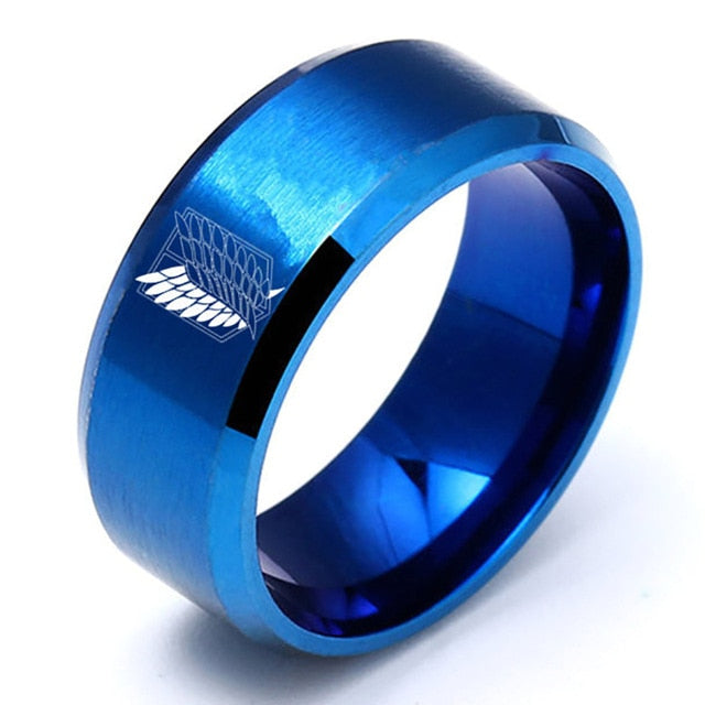 Anime Attack on Titan Black sliver Stainless Steel Ring Wings Of Liberty Flag Finger Rings For Men Women Jewelry Fans Gifts