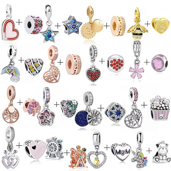 2Pcs/lot Special Offer Love Star Rainbow Charms Beads Fit Brand Bracelet & Necklaces For Women DIY Making Jewelry Accessories