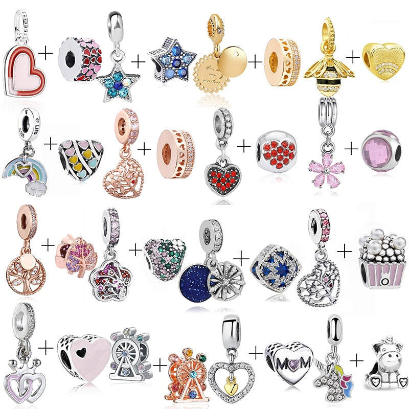 2Pcs/lot Special Offer Love Star Rainbow Charms Beads Fit Brand Bracelet & Necklaces For Women DIY Making Jewelry Accessories