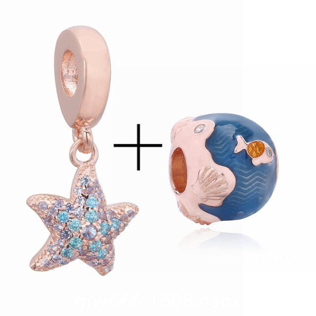 2Pcs/lot Special Offer Love Star Rainbow Charms Beads Fit Brand Bracelet & Necklaces For Women DIY Making Jewelry Accessories