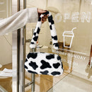 2021 INS Fashion Women Cow Print Mini Shoulder Bags Female Winter Plush Underarm Bags Leopard Zebra Pattern Fluffy Tote Bags
