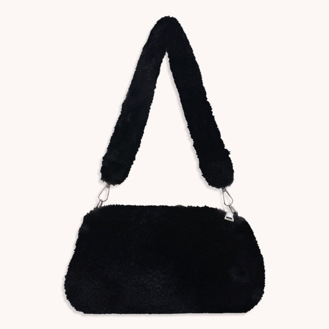 2021 INS Fashion Women Cow Print Mini Shoulder Bags Female Winter Plush Underarm Bags Leopard Zebra Pattern Fluffy Tote Bags