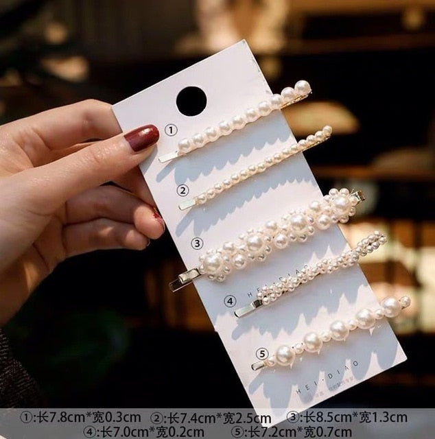 Simulated Pearl Barrettes Beaded Geometric Women Hair Clip Hairgrips Hair Accessories Girls Jewelry Fashion Hair Pins