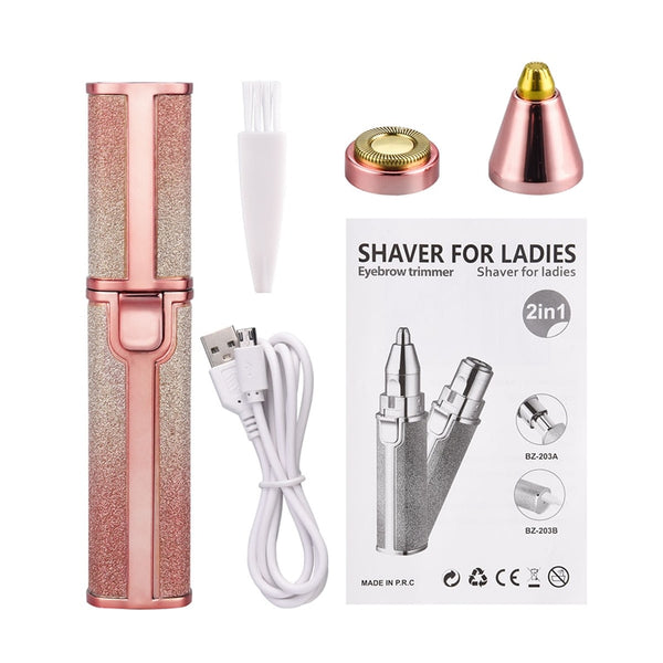 2 in 1 Rechargeable Eyebrow Trimmer Lady Shaver Mini USB Women Epilator Facial Hair Remover Pen Size Female Hair Shaving Razor