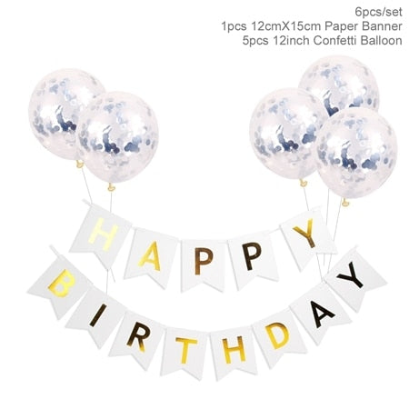 1set Happy Birthday Letter Banner Rose Gold blue Confetti latex Balloons Birthday Party Decorations Baby Shower gift Baloon
