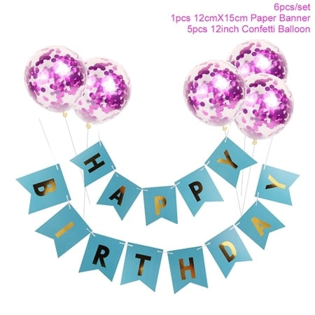 1set Happy Birthday Letter Banner Rose Gold blue Confetti latex Balloons Birthday Party Decorations Baby Shower gift Baloon