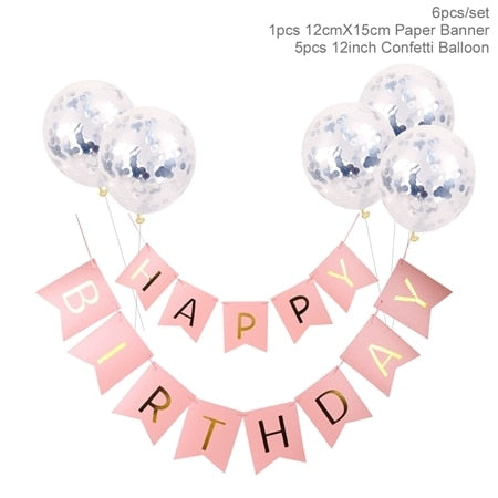 1set Happy Birthday Letter Banner Rose Gold blue Confetti latex Balloons Birthday Party Decorations Baby Shower gift Baloon