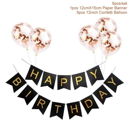 1set Happy Birthday Letter Banner Rose Gold blue Confetti latex Balloons Birthday Party Decorations Baby Shower gift Baloon