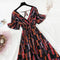 2021 Summer Women Ruffled Short-sleeved Chiffon Dress V-neck High Waist Floral Print Beach Midi Dresses Backless Sexy Vestidos
