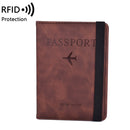 Elastic Band Leather Passport Cover RFID Blocking For Cards Travel Passport Holder Wallet Document Organizer Case Men Women