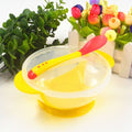 Baby Sucker Bowl Children's Tableware Baby Learning Dish with Bowl Set PP Temperature Sensing Baby Feeding Bowl Spoon Dishes