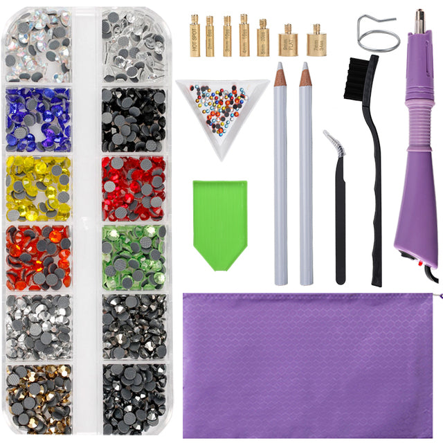 2000Pcs-9600Pcs/box Hot Fix Rhinestones Set/EU or US PLUG Hotfix Applicator Hot Fix Crystal Glass Rhinestone Iron-on Wand Strass