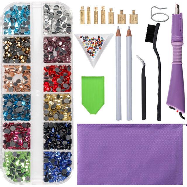2000Pcs-9600Pcs/box Hot Fix Rhinestones Set/EU or US PLUG Hotfix Applicator Hot Fix Crystal Glass Rhinestone Iron-on Wand Strass