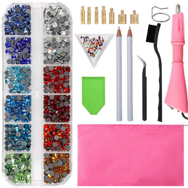 2000Pcs-9600Pcs/box Hot Fix Rhinestones Set/EU or US PLUG Hotfix Applicator Hot Fix Crystal Glass Rhinestone Iron-on Wand Strass