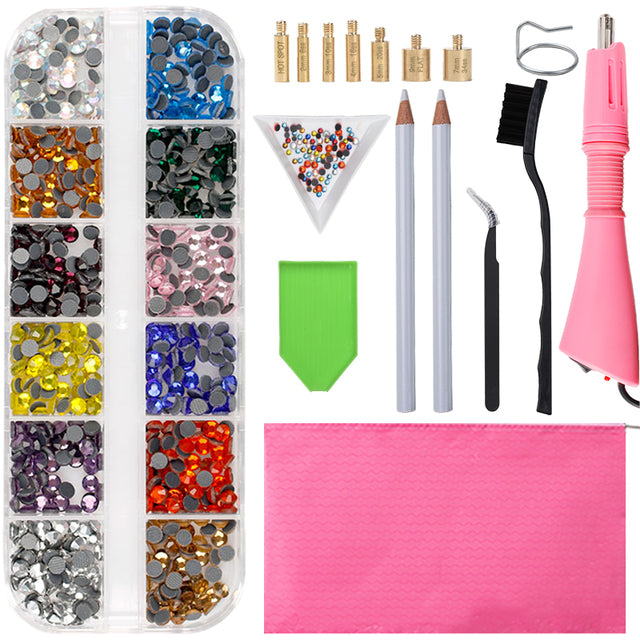 2000Pcs-9600Pcs/box Hot Fix Rhinestones Set/EU or US PLUG Hotfix Applicator Hot Fix Crystal Glass Rhinestone Iron-on Wand Strass