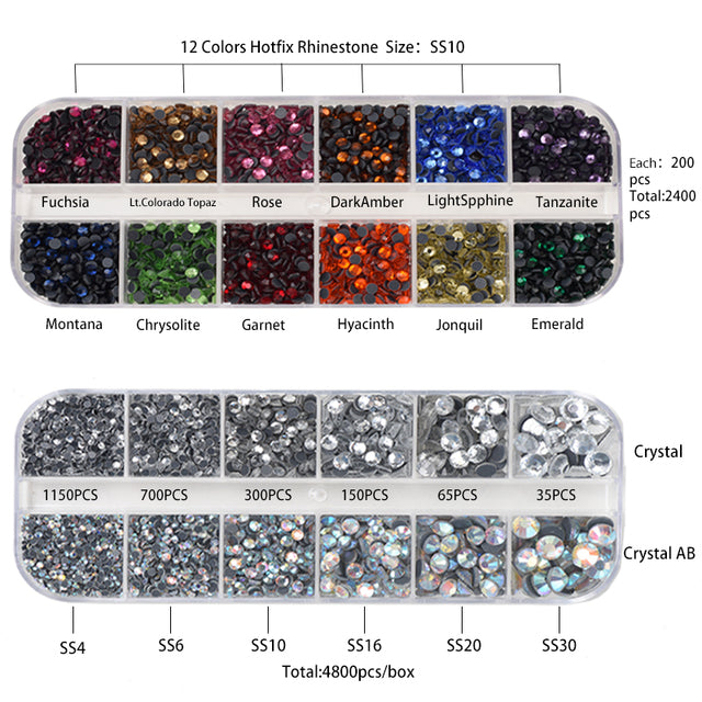 2000Pcs-9600Pcs/box Hot Fix Rhinestones Set/EU or US PLUG Hotfix Applicator Hot Fix Crystal Glass Rhinestone Iron-on Wand Strass