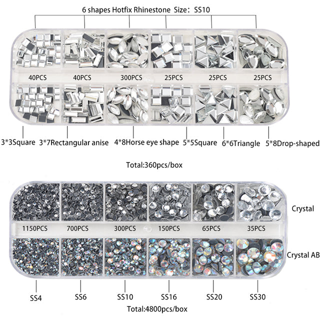 2000Pcs-9600Pcs/box Hot Fix Rhinestones Set/EU or US PLUG Hotfix Applicator Hot Fix Crystal Glass Rhinestone Iron-on Wand Strass