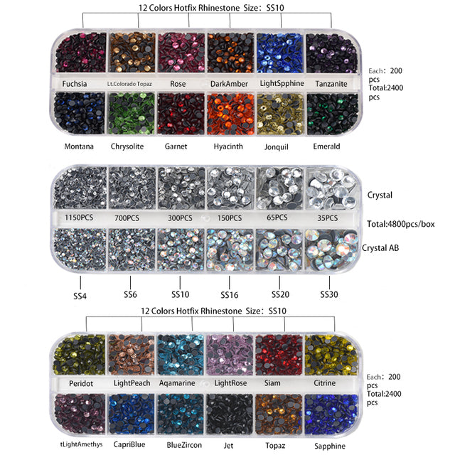 2000Pcs-9600Pcs/box Hot Fix Rhinestones Set/EU or US PLUG Hotfix Applicator Hot Fix Crystal Glass Rhinestone Iron-on Wand Strass