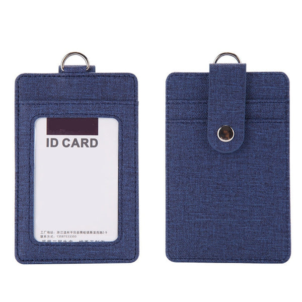 Retractable Lanyards ID Badge Holder Leather Porte Bus Pass Case Cover slip Men Women's Bank Credit Card Holder Strap Cardholder