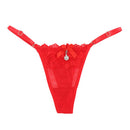 Women Lace Panties Thongs Pearl Pendant Lace Embroidery G-String T-Back Briefs Underwear Adjustable Ladies Panties Sexy Lingerie