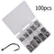 100Pcs Fishing Hooks Set Carbon Steel Single Circle Fishing Hook Fly Fishing Jip Barbed Carp Hooks Sea Tackle Accessories