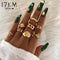 17KM Bohemian Gold Chain Rings Set For Women Fashion Boho Coin Snake Moon Rings Party 2021 Trend Jewelry Gift